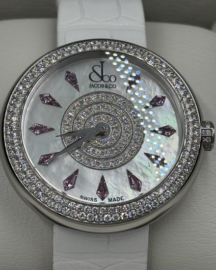 2018 Jacob & Co. Brilliant L.E. 44MM Quartz Mother of Pearl Dial Leather Strap (BQ030.10.RT.KC.ASP4A)