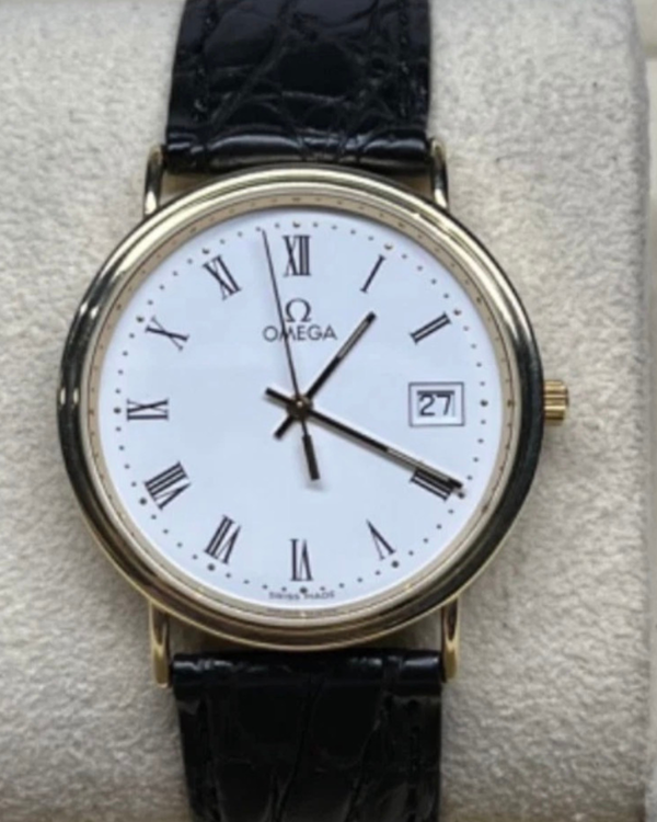 Omega De Ville Quartz 32MM White Dial Crocodile Skin Leather Strap  (196.0312.1)