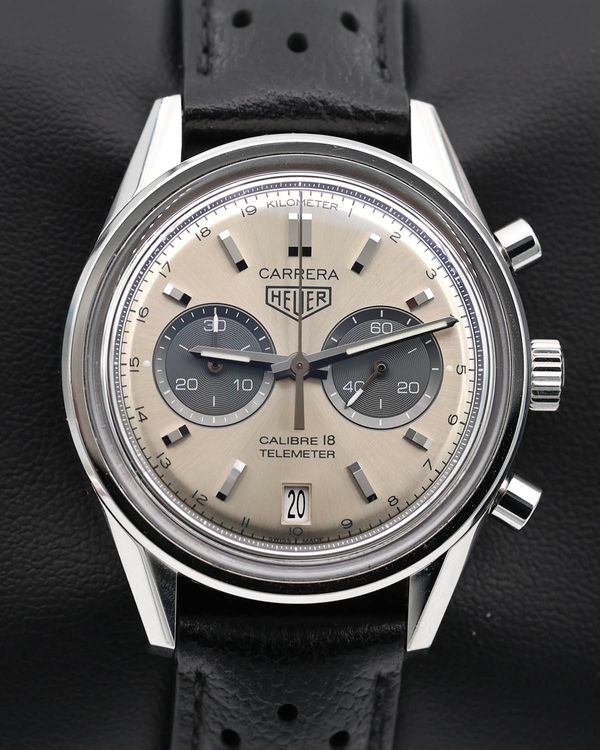 No Reserve - 2017 Tag Heuer Carrera 39MM SIlver Dial Leather Strap (CAR221A.FC6353)