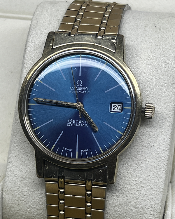 1970 Omega Geneve Vintage Dynamic 34MM Aftermarket Blue Dial Steel Bracelet (166.041)