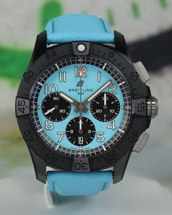2026 Breitling Avenger B01 Chronograph "Night Mission" 42MM Turquoise Dial Leather Strap (SB0146101L1X1)