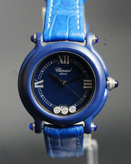 Chopard Happy Diamonds 32MM Blue Dial Leather Strap (27/7779)