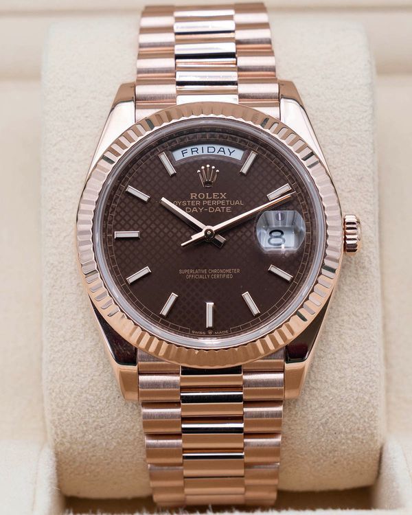 2018 Rolex Day-Date 40MM Chocolate Dial Rose Gold President Bracelet (228235)
