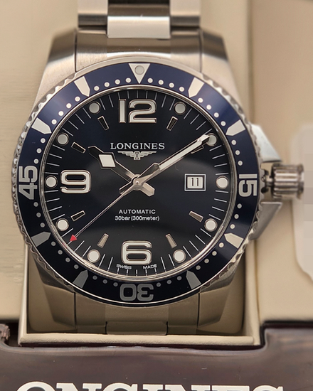 No Reserve - Longines HydroConquest 44MM Blue Dial Steel Bracelet (L3.841.4.96.6)
