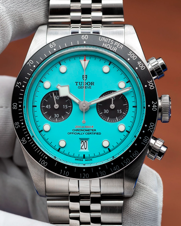 2025 Tudor Black Bay Chronograph "Flamingo" 41MM Turquoise Dial Steel Bracelet (M79360N-0024)