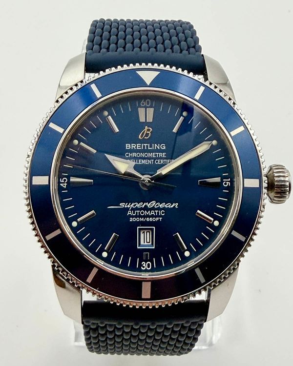 No Reserve - 2010 Breitling Superocean Heritage 46MM Blue Dial Rubber Strap (A1732016/C734)