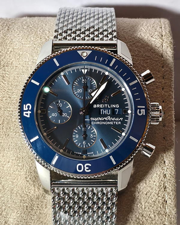 No Reserve - 2026 Breitling Superocean Heritage II Chronograph 44MM Blue Dial Steel Bracelet (A13313)