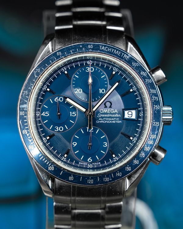 No Reserve - Omega Speedmaster Date 40MM Blue Dial Steel Bracelet (3212.80.00)