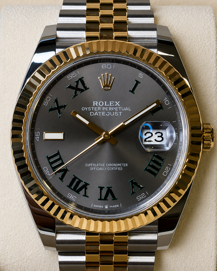 No Reserve - 2022 Rolex Datejust "Wimbledon" 41MM Slate Dial Two-Tone Jubilee Bracelet (126333)