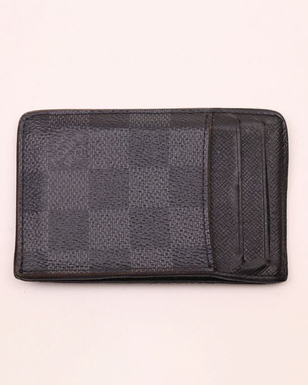 Louis Vuitton Double Card Holder 4.3 × 2.8 × 0.6 IN Damier Graphite Coated Canvas Leather¿(Card Holder)