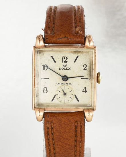 Rolex Vintage Chronometer 25MM Silver Dial Aftermarket Leather Strap (4307)