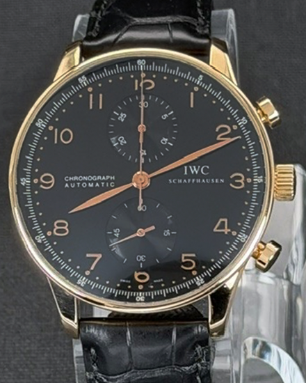 IWC Portuguese Chronograph 41MM Black Dial Leather Strap (IW371415)
