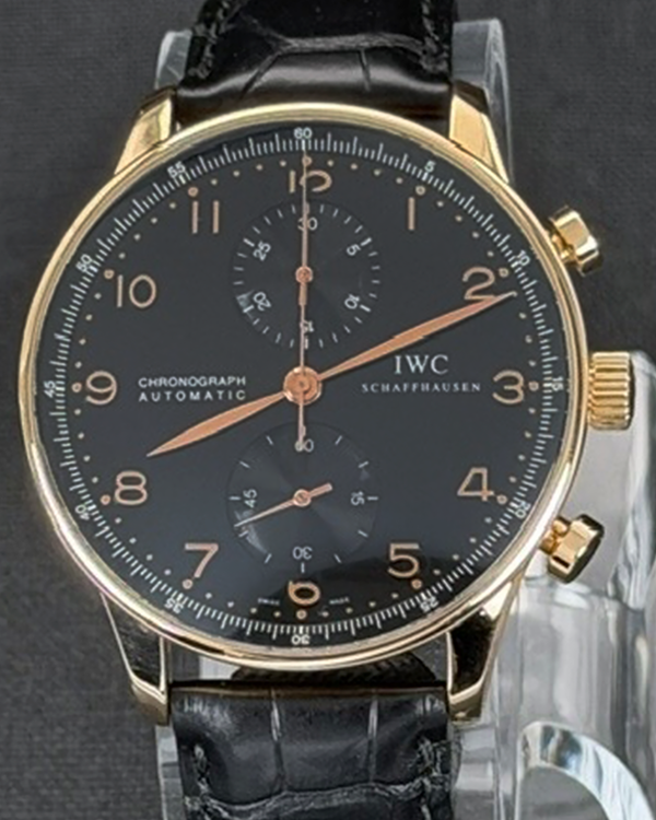 IWC Portuguese Chronograph 41MM Black Dial Leather Strap (IW371415)