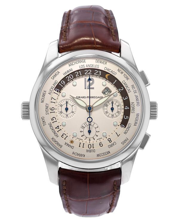 2007 Girard Perregaux World Time WW.TC 43MM White Dial Leather Strap (4980)