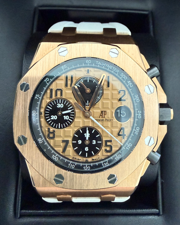 2015 Audemars Piguet Royal Oak Offshore Chronograph 42MM Champagne Dial Rubber Strap (26470OR.OO.A002CR.01)