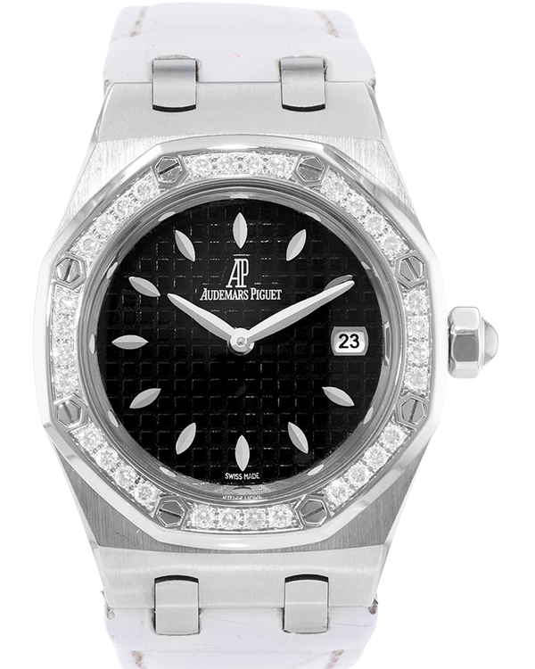 2008 Audemars Piguet Royal Oak 33MM Quartz Black Dial Leather Strap (67601ST)
