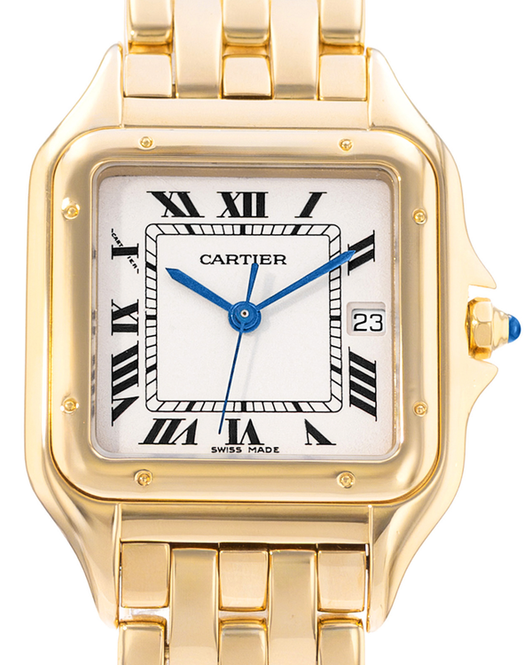1990 Cartier Panthère De Cartier 28MM Quartz Ivory Dial Yellow Gold Bracelet (W25014B9)