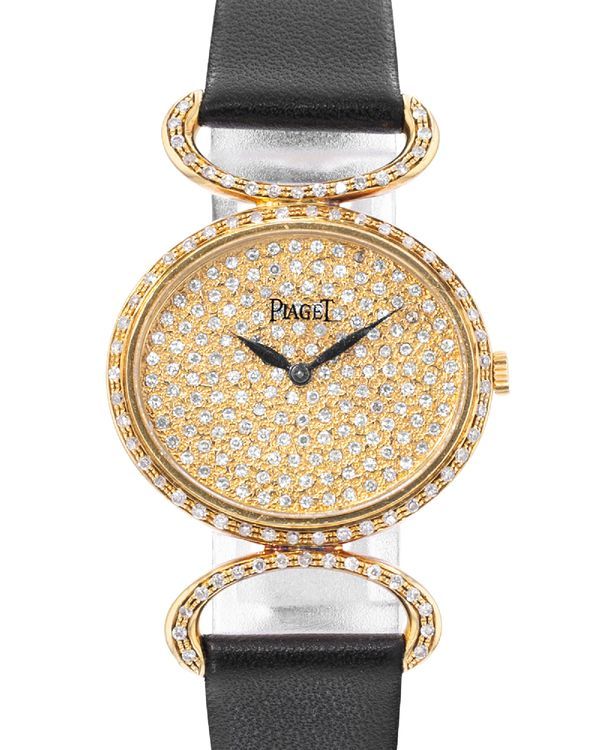 Piaget Classique 26MM Pavé Gold Dial Leather Strap (9802DB)