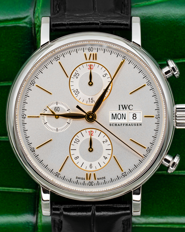 2021 IWC Schaffhausen Portofino Chronograph 42MM Silver Dial Leather Strap (IW391031)