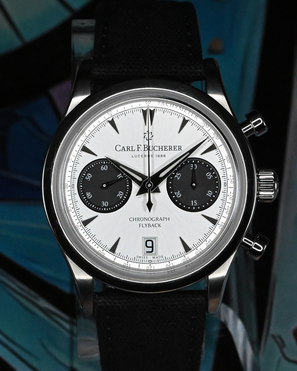 Carl F. Bucherer Manero Flyback Chronograph 40MM Silver Dial Textile Strap (00.10927.08.13.05)