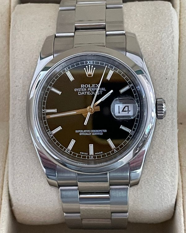 2010 Rolex Datejust 36MM Black Dial Oyster Bracelet (116200)