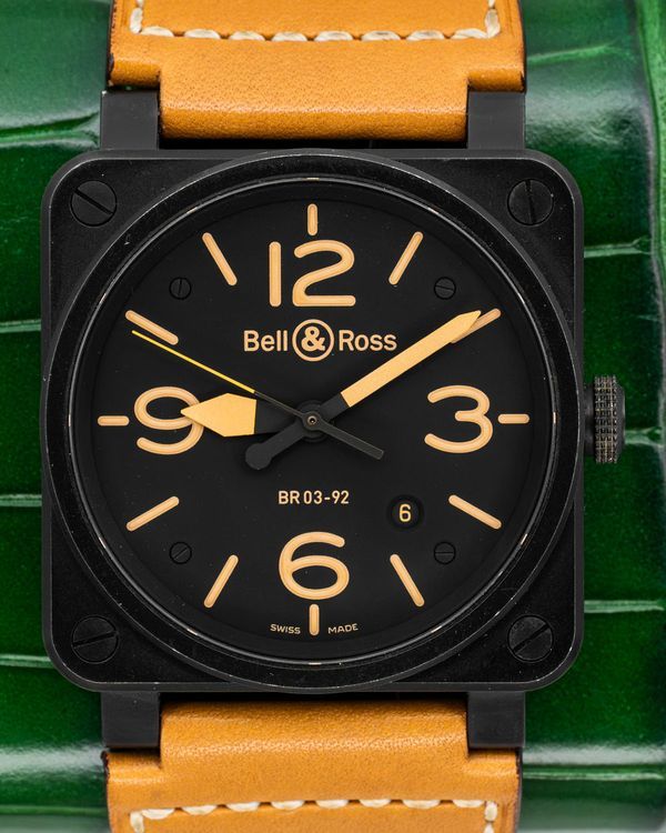 Bell & Ross BR03 Heritage 41MM Black Dial Leather Strap (BR03A-HER-CE/SCA)