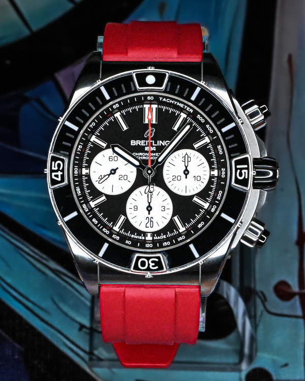 Breitling Super Chronomat B01 44mm Black Dial Rubber Strap (AB0136)
