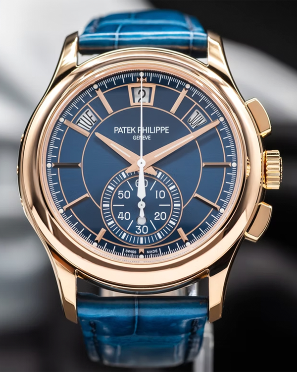 2023 Patek Philippe Annual Calendar Chronograph 42MM Blue Dial Leather Strap (5905R-010)