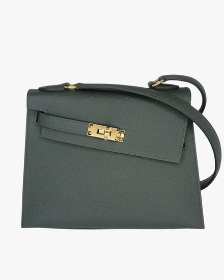 2025 Hermès Kelly Sellier Desordre 20 Vert Mangrove Leather 7.87 x 5.9 x 3.5IN Leather Permabrass Hardware Leather Strap (Kelly Sellier)
