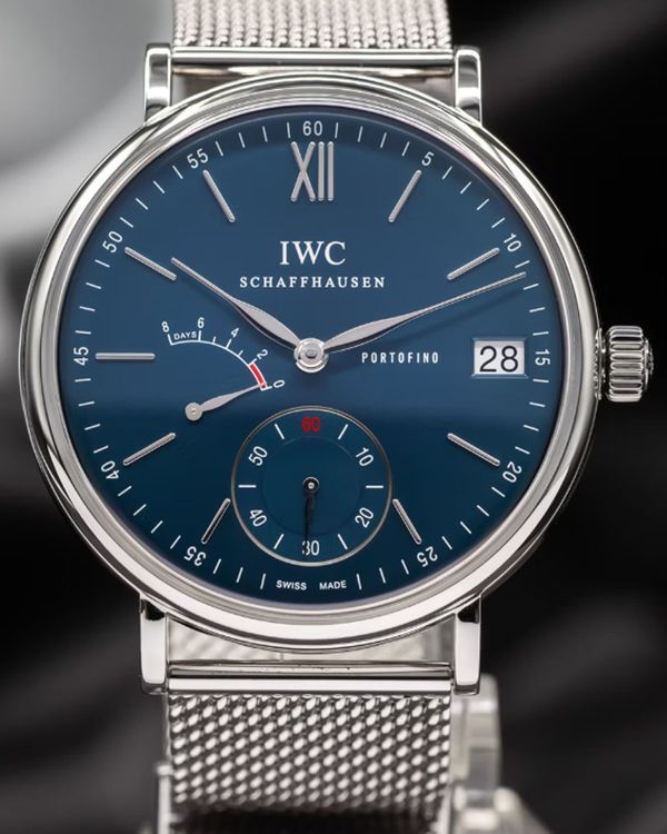 2021 IWC Schaffhausen Portofino Hand-Wound 8 Days 45MM Blue Dial Steel Bracelet (IW510116)