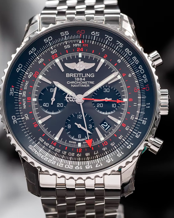 Breitling Navitimer GMT Stratos L.E. 48MM Grey Dial Steel Bracelet (AB04413A/F573)