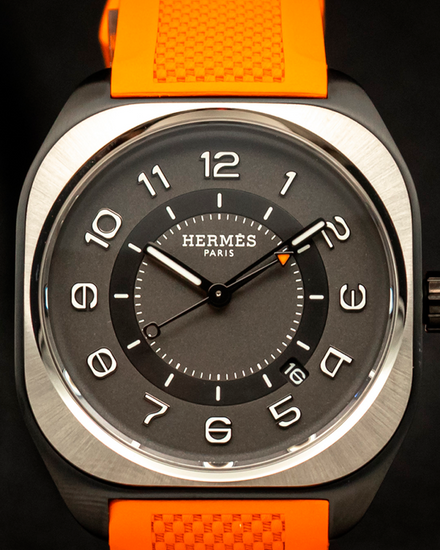 No Reserve - 2026 Hermès H08 39MM Grey Dial Rubber Strap (SP1.741A)