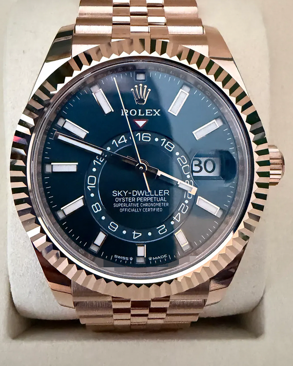 2026 Rolex Sky-Dweller 42MM Blue Dial Rose Gold Jubilee Bracelet (336935)