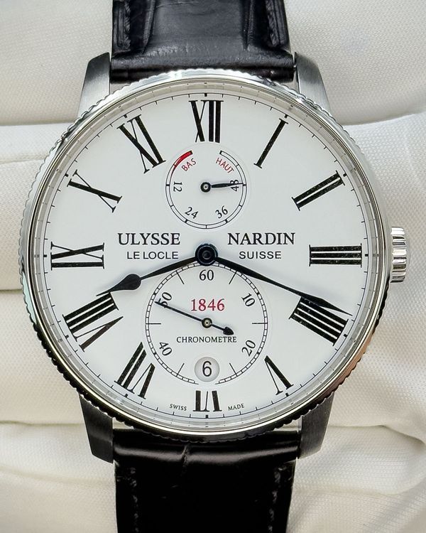 No Reserve - 2022 Ulysse Nardin Marine Torpilleur 42MM White Dial Rubber Strap (1183-310/40)