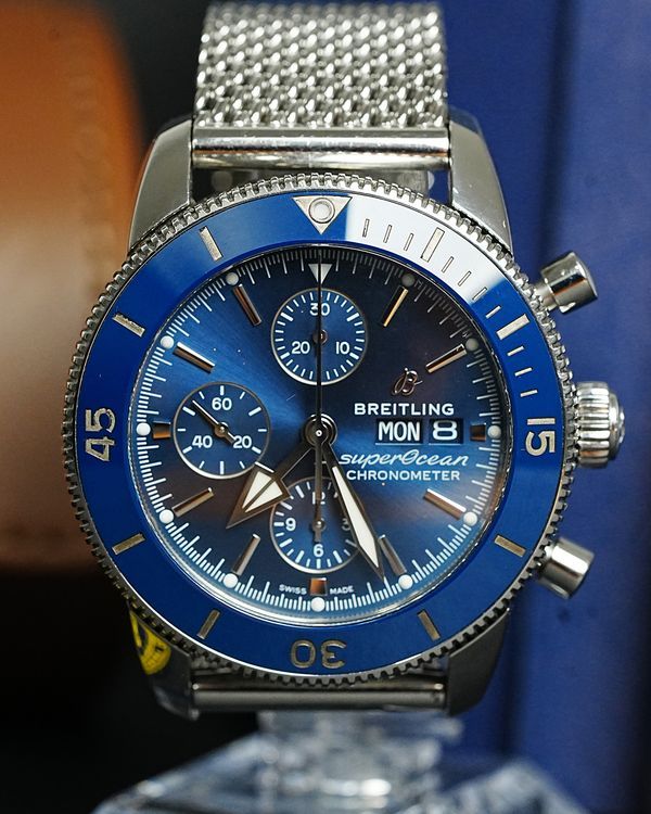2019 Breitling Superocean Heritage II Chronograph 44MM Blue Dial Steel Bracelet (A13313161C1A1)