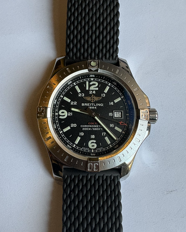 Breitling Colt 44MM Quartz Black Dial Rubber Strap (A74388)