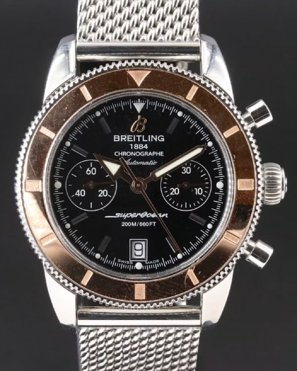 2012 Breitling Superocean Heritage Chronograph 44MM Black Dial Steel Bracelet (U23370)