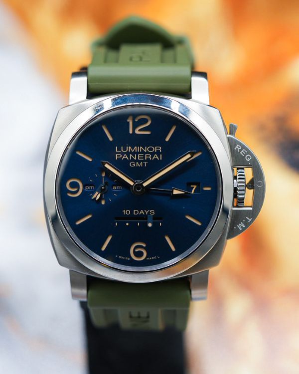 2020 Panerai Luminor 1950 10 Days GMT "Design Miami" L.E. 44MM Blue Dial Rubber Strap (PAM00986)