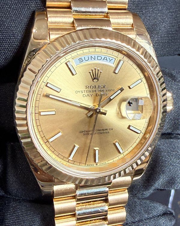 No Reserve - 2021 Rolex Day-Date 40MM Champagne Dial Yellow Gold President Bracelet (228238)