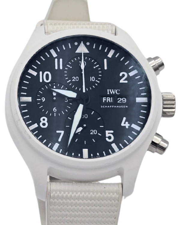 2024 IWC Schaffhausen Pilot Chronograph Top Gun "Lake Tahoe" 44.5MM Black Dial Rubber Strap (IW389105)