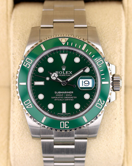 No Reserve - 2015 Rolex Submariner Date “Hulk” 40MM Green Dial Oyster Bracelet (116610LV)