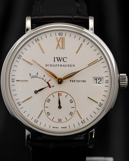 2019 IWC Schaffhausen Portofino Hand-Wound 8 Days 45MM Silver Dial Leather Strap (IW510103)
