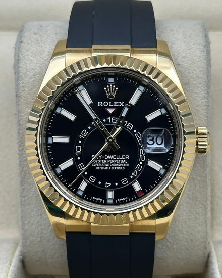 2021 Rolex Sky-Dweller 42MM Black Dial Rubber Strap (326238)