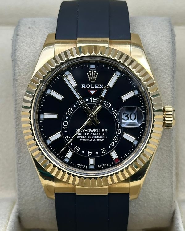 2021 Rolex Sky-Dweller 42MM Black Dial Rubber Strap (326238)