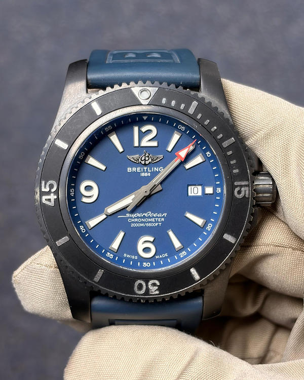 Breitling Superocean Blacksteel 46MM Blue Dial Rubber Strap (M17368)