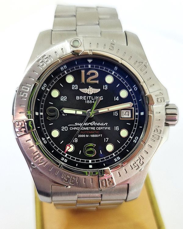 Breitling Superocean 44MM Black Dial Steel Bracelet (A17390)