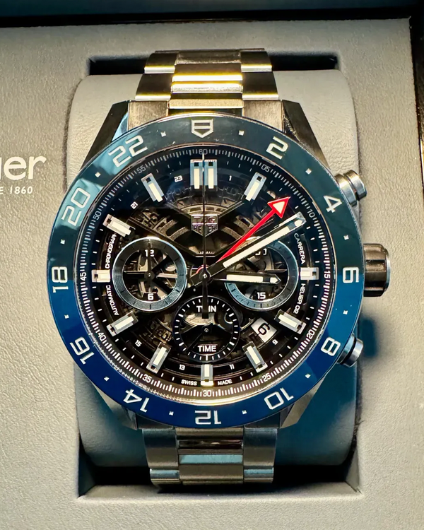2020 TAG Heuer Carrera Caliber 02 GMT 45MM Skeleton Dial Steel Bracelet (CBG2A1Z.BA0658)