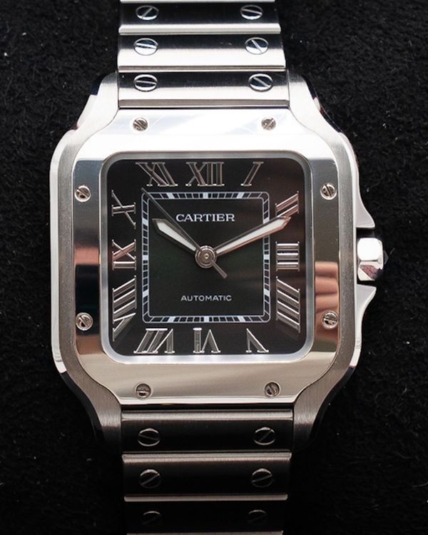 Cartier Santos De Cartier 35.1MM Green Dial Steel Bracelet (WSSA0061)