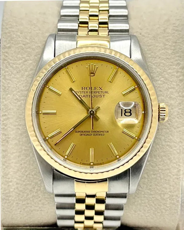 1993 (S Serial) Rolex Datejust 36MM Champagne Dial Two-Tone Jubilee Bracelet (16233)