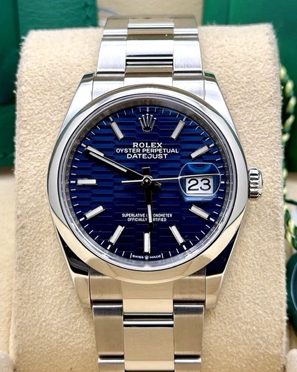 2022 Rolex Datejust 36MM Blue Motif Dial Oyster Bracelet (126200)